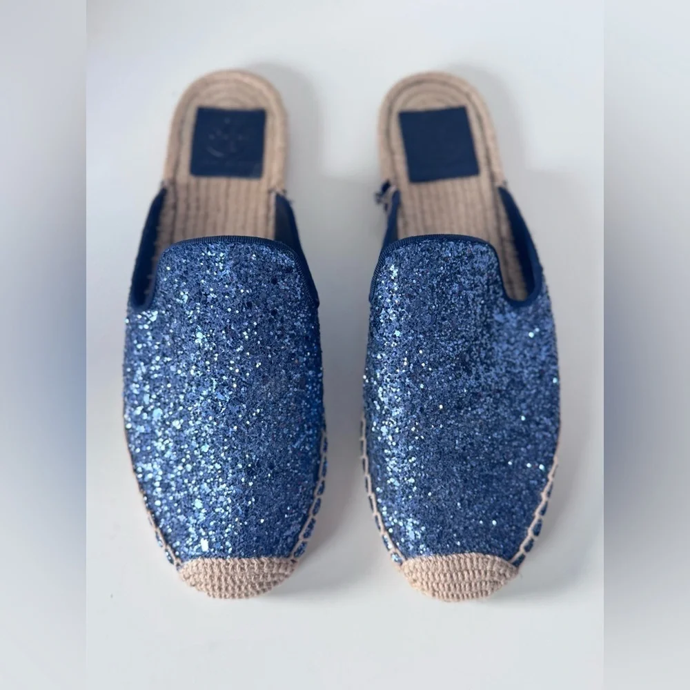 Tory Burch Max Glitter Espadrille Slides Shoes Women’s Size 8